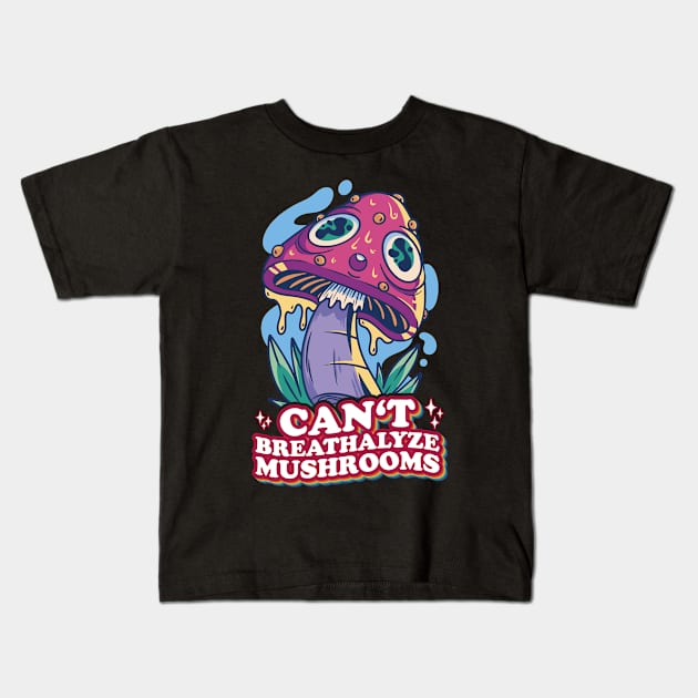 Fungal Funnies: Breathe Easy, Can't Breathalyze Mushrooms Kids T-Shirt by star trek fanart and more